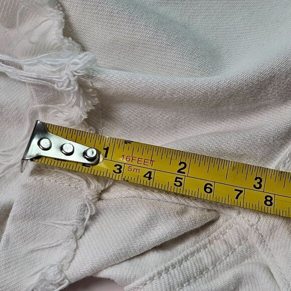 Paige‎ Cuffed Raw Hem Jeans Shorts High-Rise White Denim Women's Size 30 - Picture 8 of 11